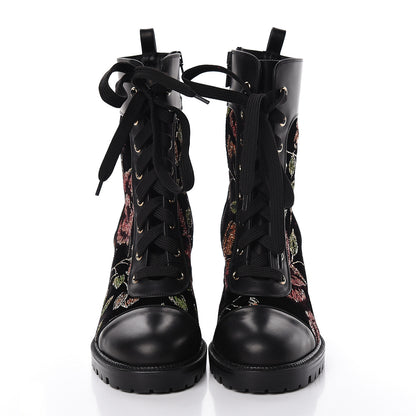 Christian Louboutin Velvet Floral Embroidered TS Croc 70 Boots 38.5 Black 2 of 8