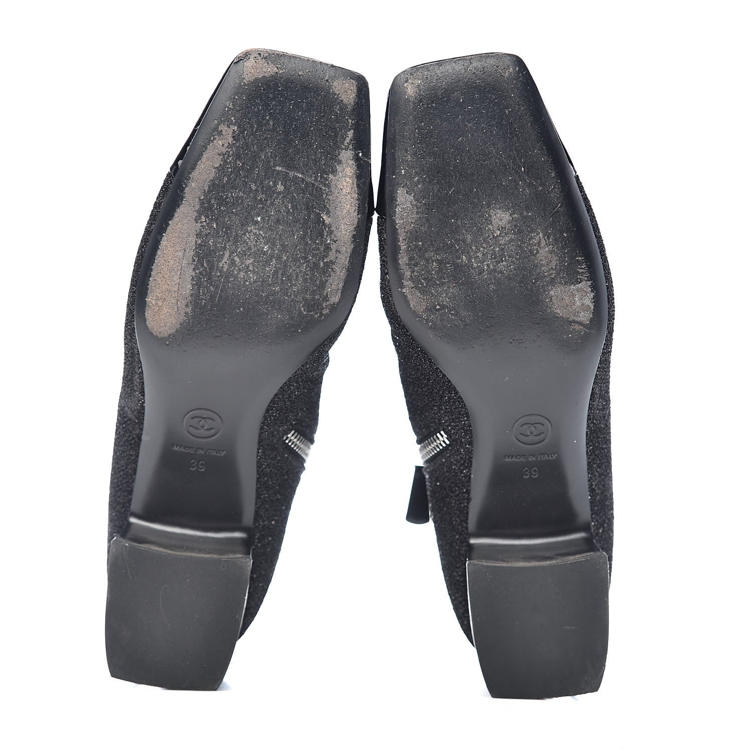 Chanel Glitter Patent Cap Toe Short Boots 39 Black 5 of 10