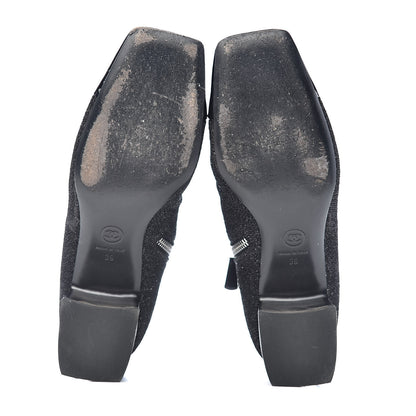 Chanel Glitter Patent Cap Toe Short Boots 39 Black 5 of 10