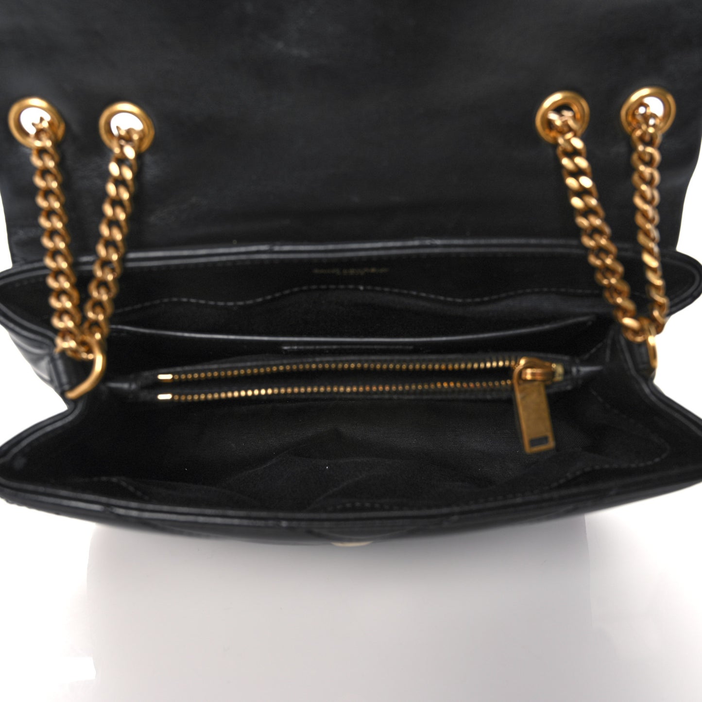 Calfskin Y Quilted Monogram Small Loulou Chain Satchel Black