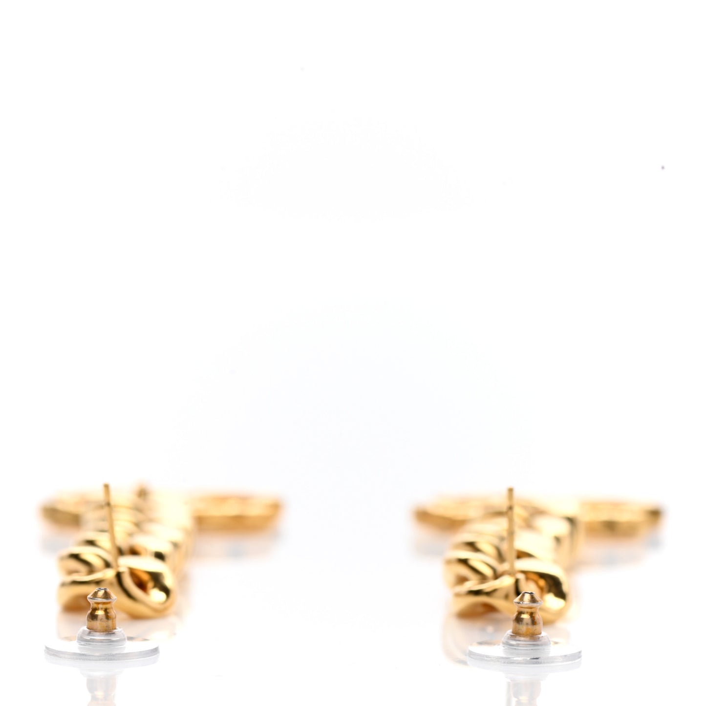 Metal CC Pick Drop Earrings Gold