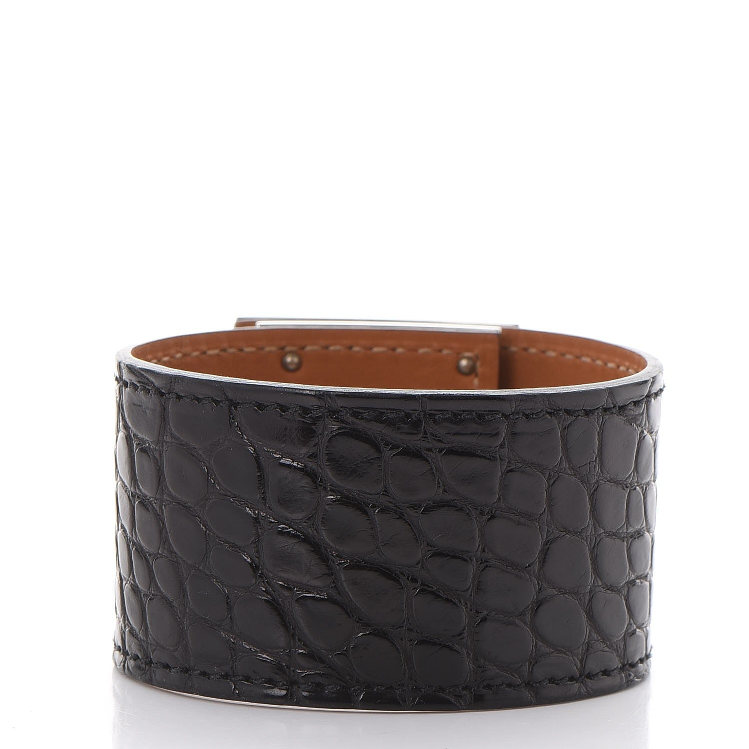 Hermes Matte Alligator Kelly Dog Cuff Black 4 of 7