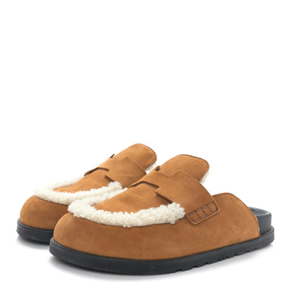 Hermes Suede Goatskin Shearling Go Mules 41 Beige Kraft Ecru 41 Beige Kraft Ecru 3 of 7