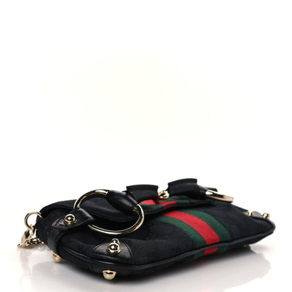 Gucci Monogram Web Horsebit Chain Clutch Black 3 of 8