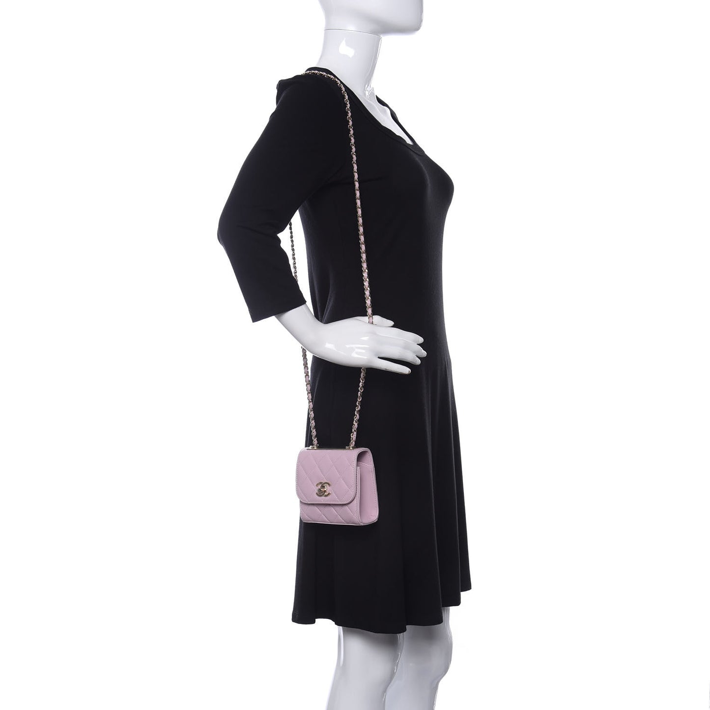 Lambskin Quilted Mini Trendy CC Clutch With Chain Light Pink