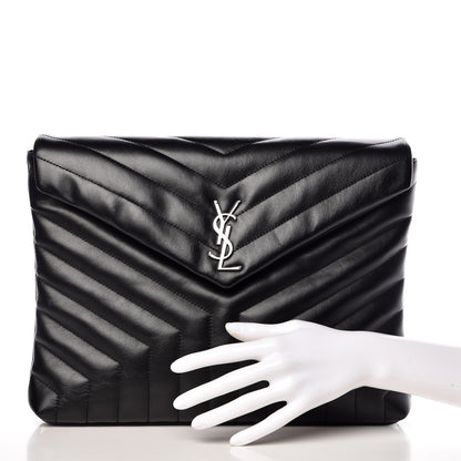 Saint Laurent Calfskin Y Quilted Monogram Loulou Document Holder Black 2 of 11