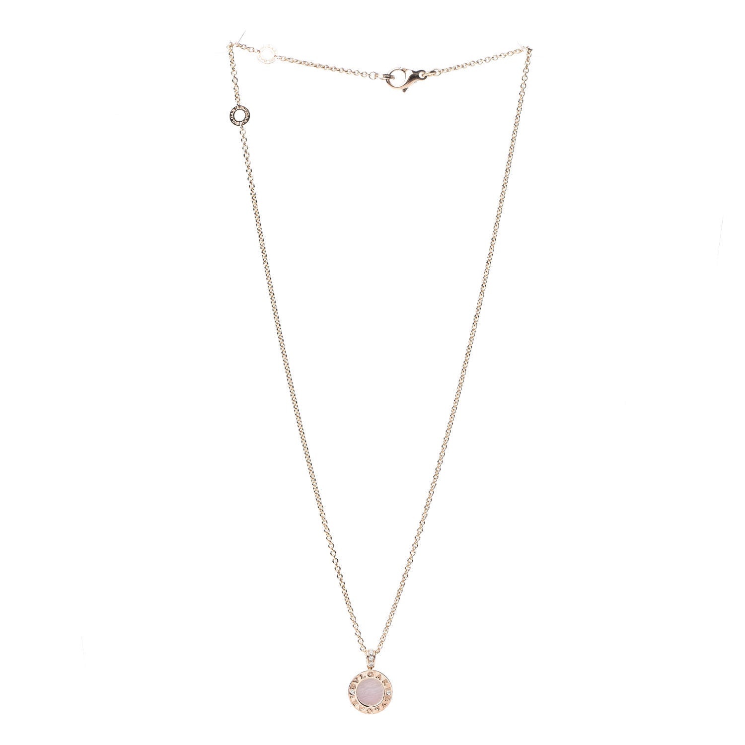 Bulgari 18K Rose Gold Diamond Mother of Pearl Carnelian BVLGARI BVLGARI Pendant Necklace 3 of 6