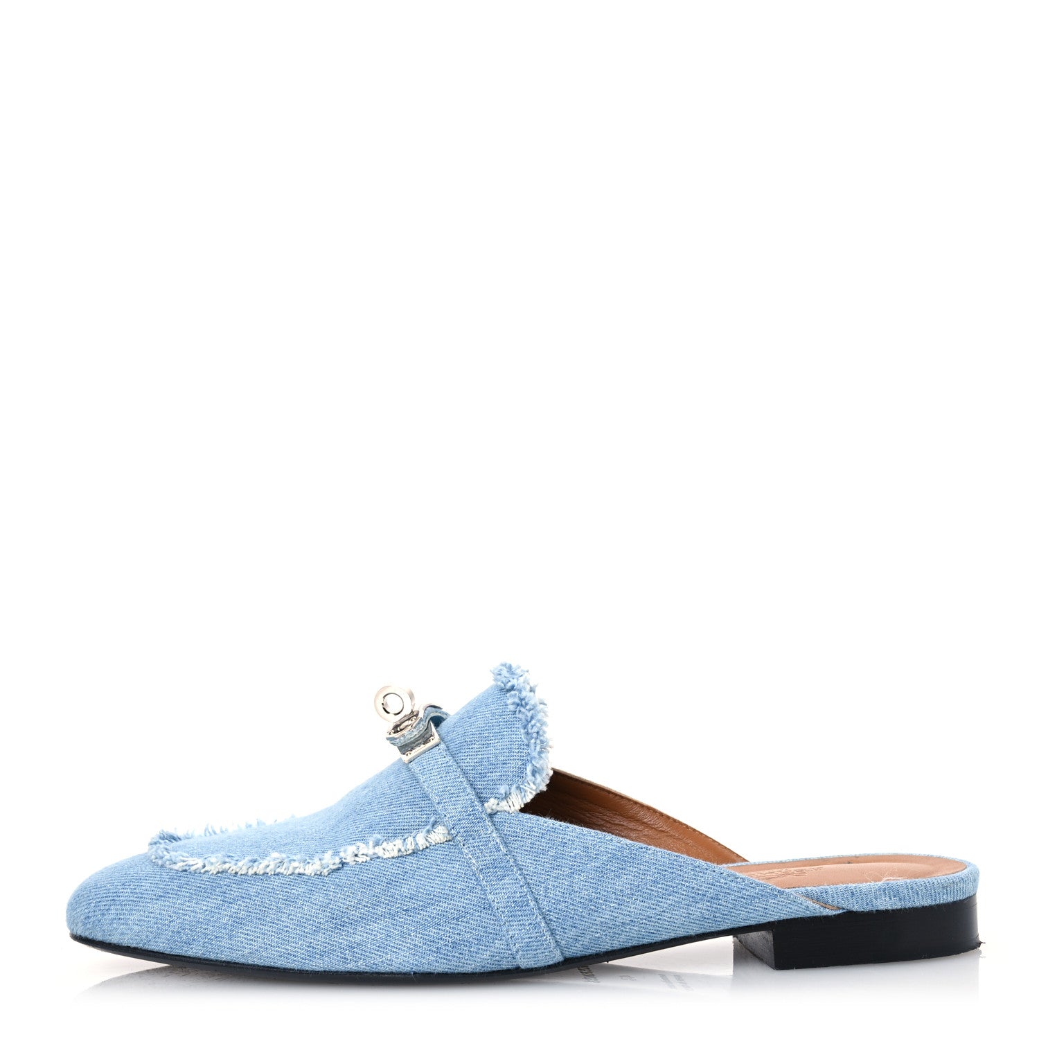 Hermes Denim Fringed Oz Mules 40 Bleu Clair 1 of 15