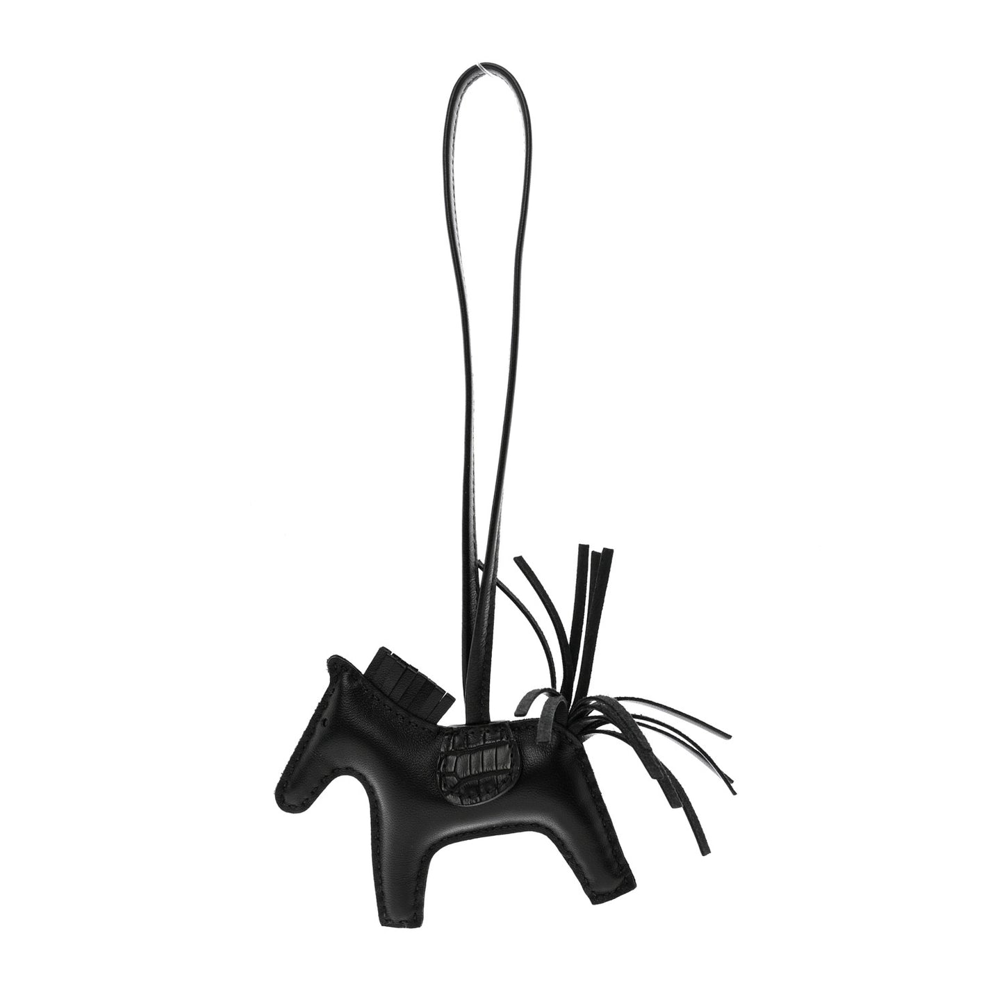 Milo Lambskin Matte Alligator Touch Grigri Rodeo Horse Bag Charm PM So Black