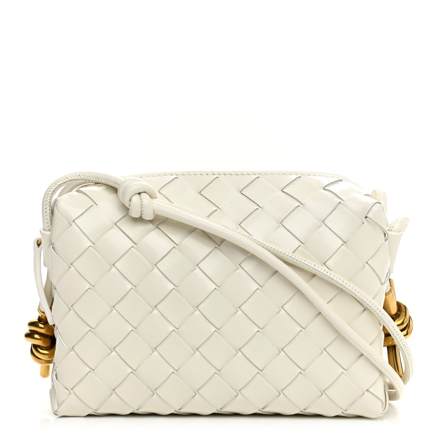 Bottega Veneta Nappa Intrecciato Metallic Knot Mini Loop Camera Bag Bone 1 of 10