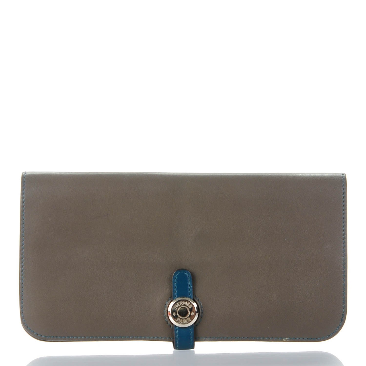 Hermes Swift Dogon Recto Verso Bi-Color Wallet Etain Bleu Thalassa 1 of 7