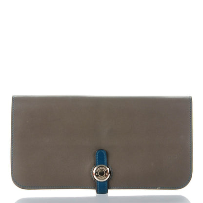 Hermes Swift Dogon Recto Verso Bi-Color Wallet Etain Bleu Thalassa 1 of 7