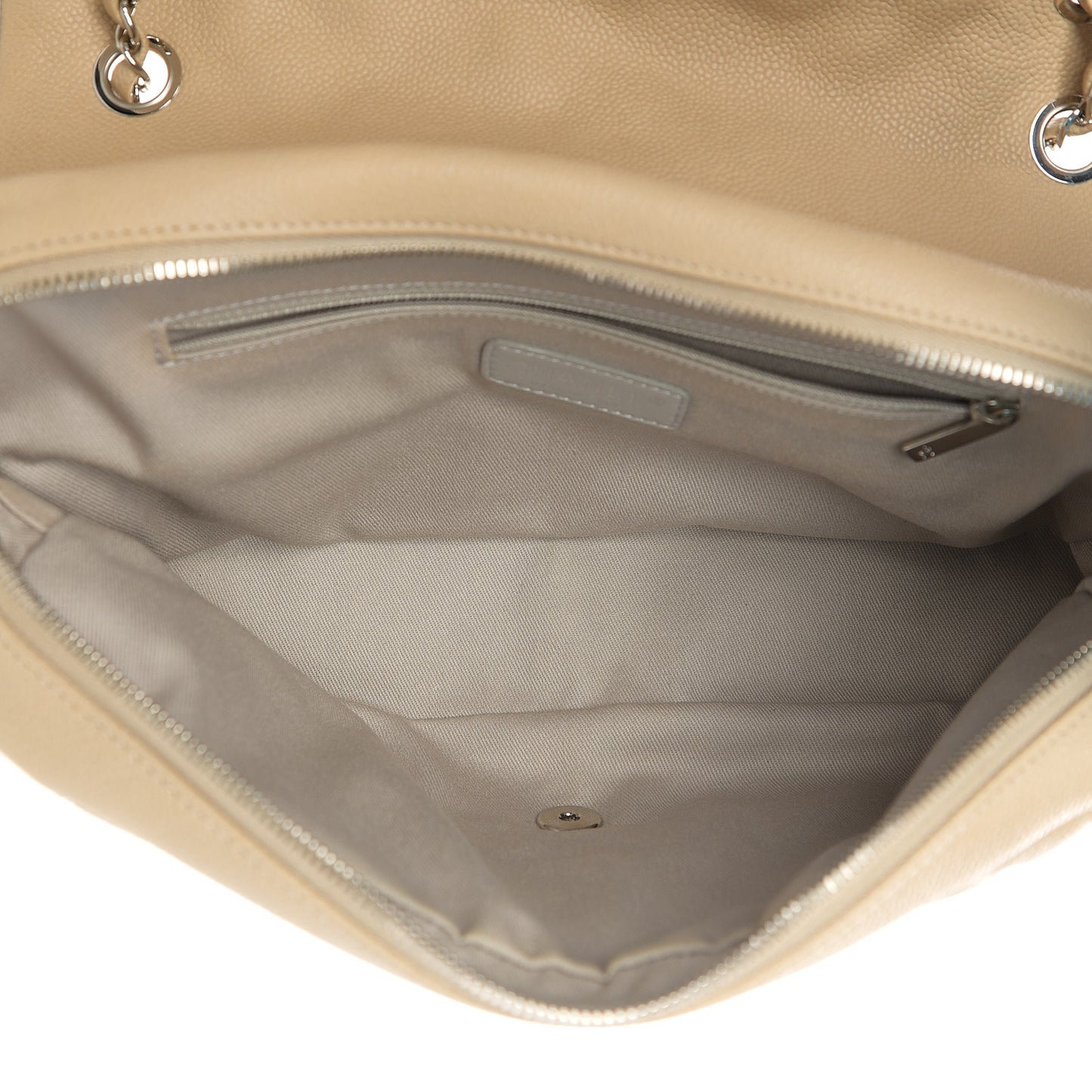 Caviar Quilted Jumbo Easy Flap Beige