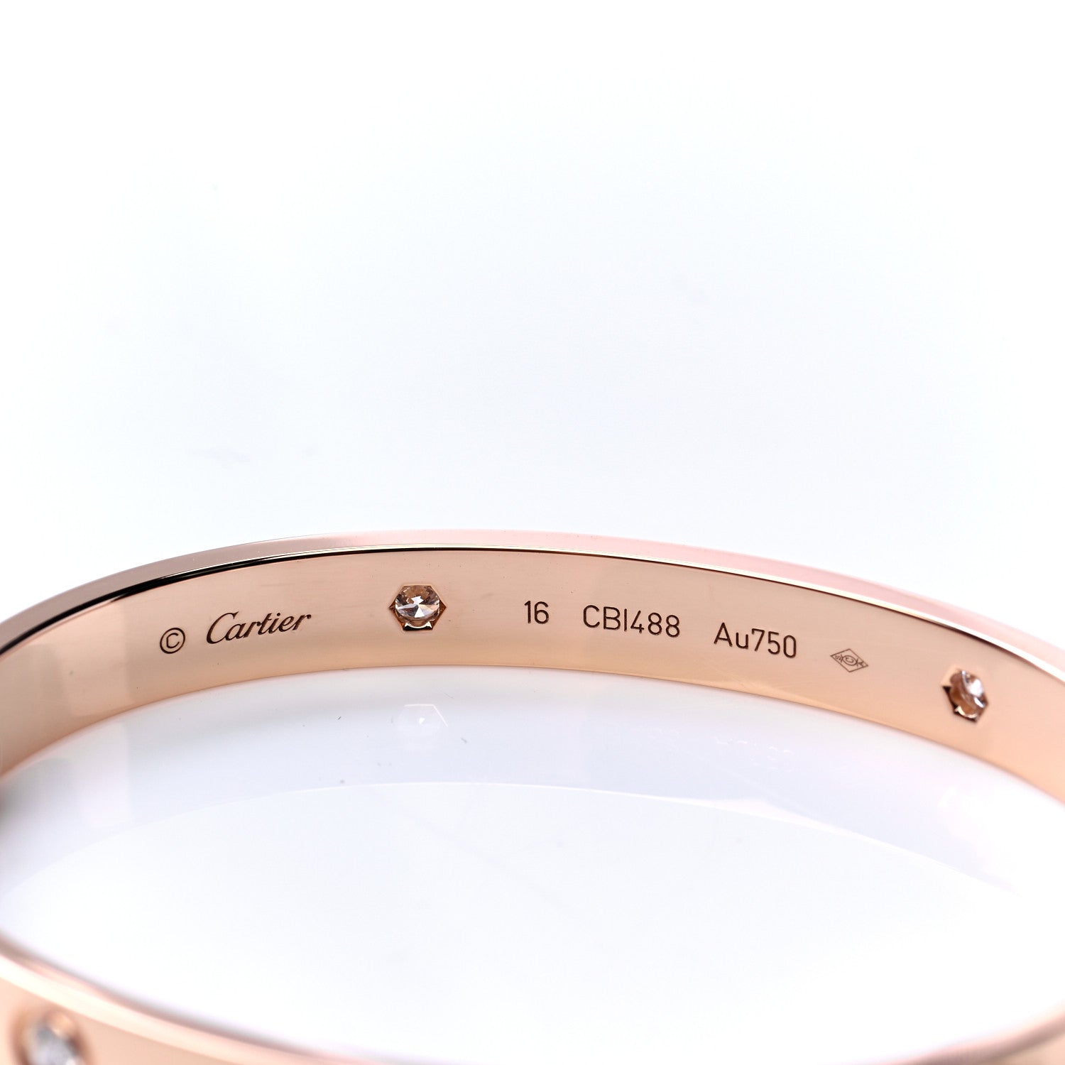 Cartier 18K Pink Gold 4 Diamond LOVE Bracelet 16 4 of 7