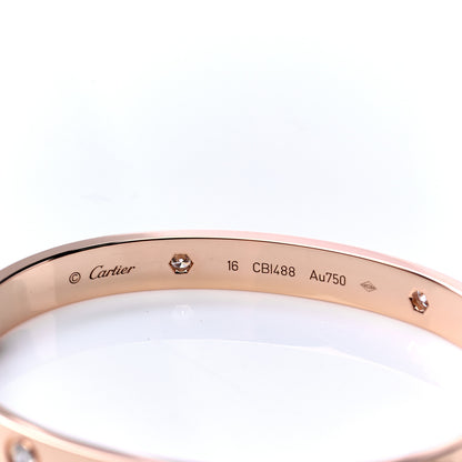 Cartier 18K Pink Gold 4 Diamond LOVE Bracelet 16 4 of 7