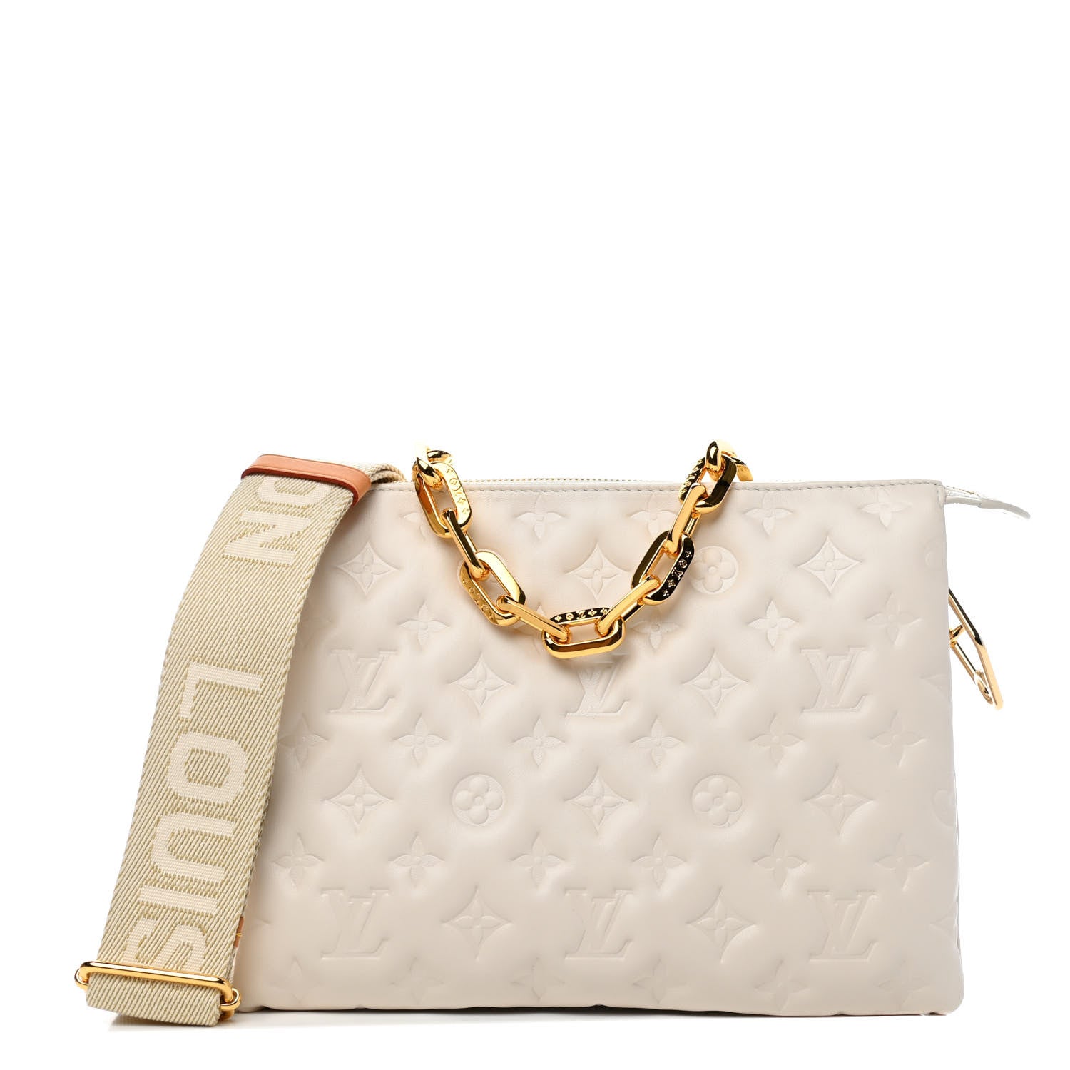 Louis Vuitton Lambskin Embossed Monogram Coussin PM Beige Cream 1 of 4