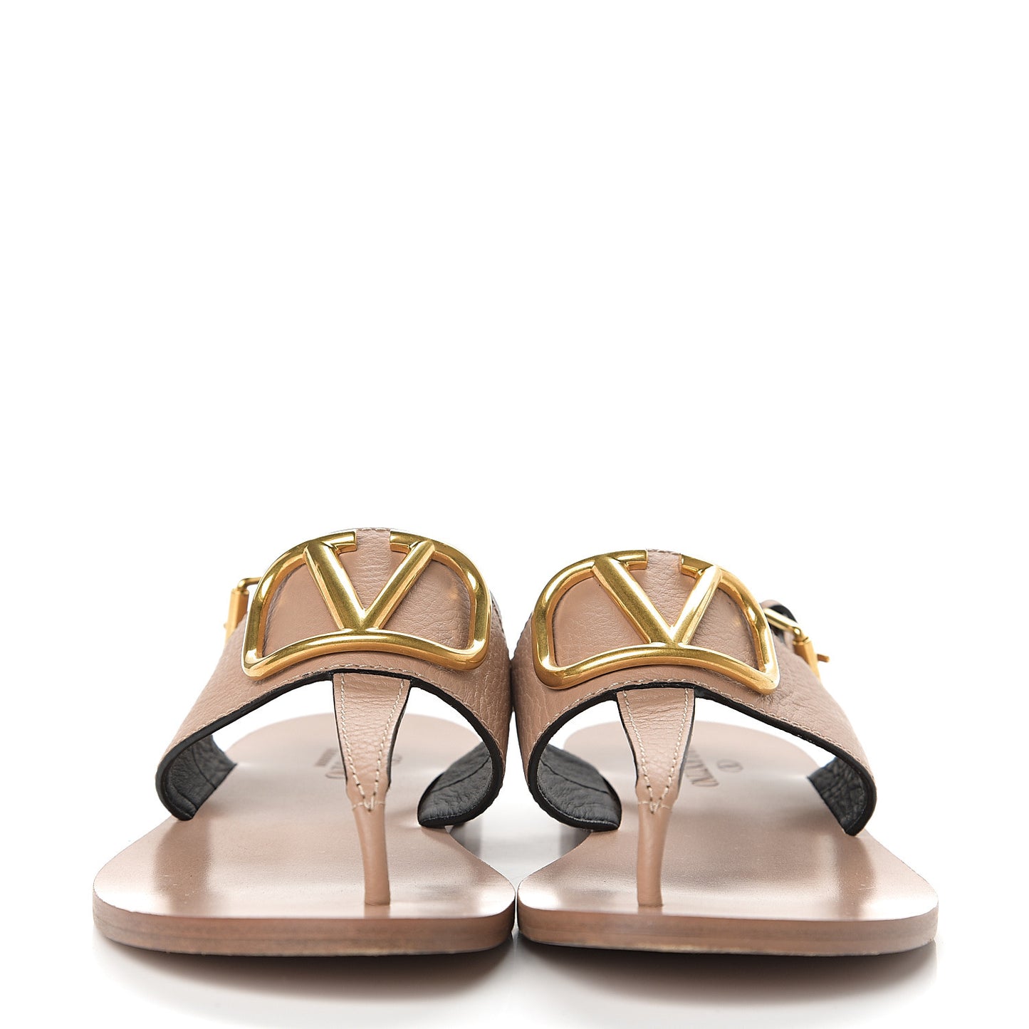 Grainy Cowhide Vlogo Slingback Flat Thong Sandals 37.5 Rose Cannelle
