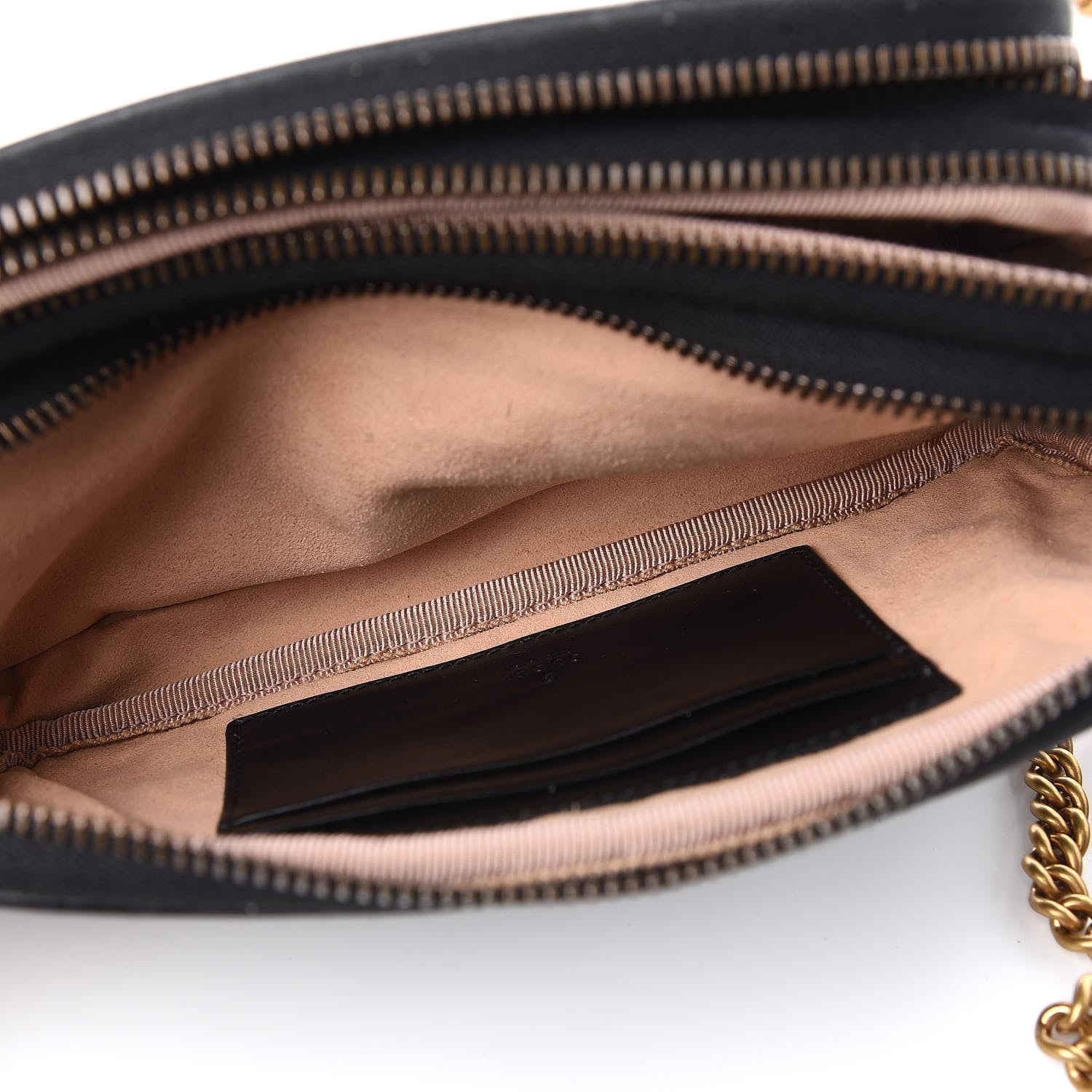 Gucci Calfskin Matelasse Mini GG Marmont Chain Crossbody Bag Black 7 of 13