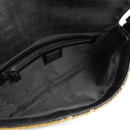 Fendi Patent Woven Baguette Natural Black 6 of 8