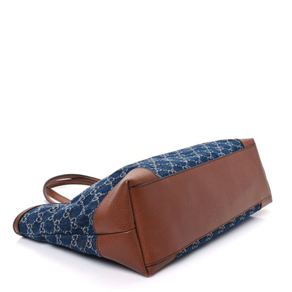 Gucci New Denim GG Monogram Medium Ophidia Shopping Tote Blue Tea Cuir 4 of 13