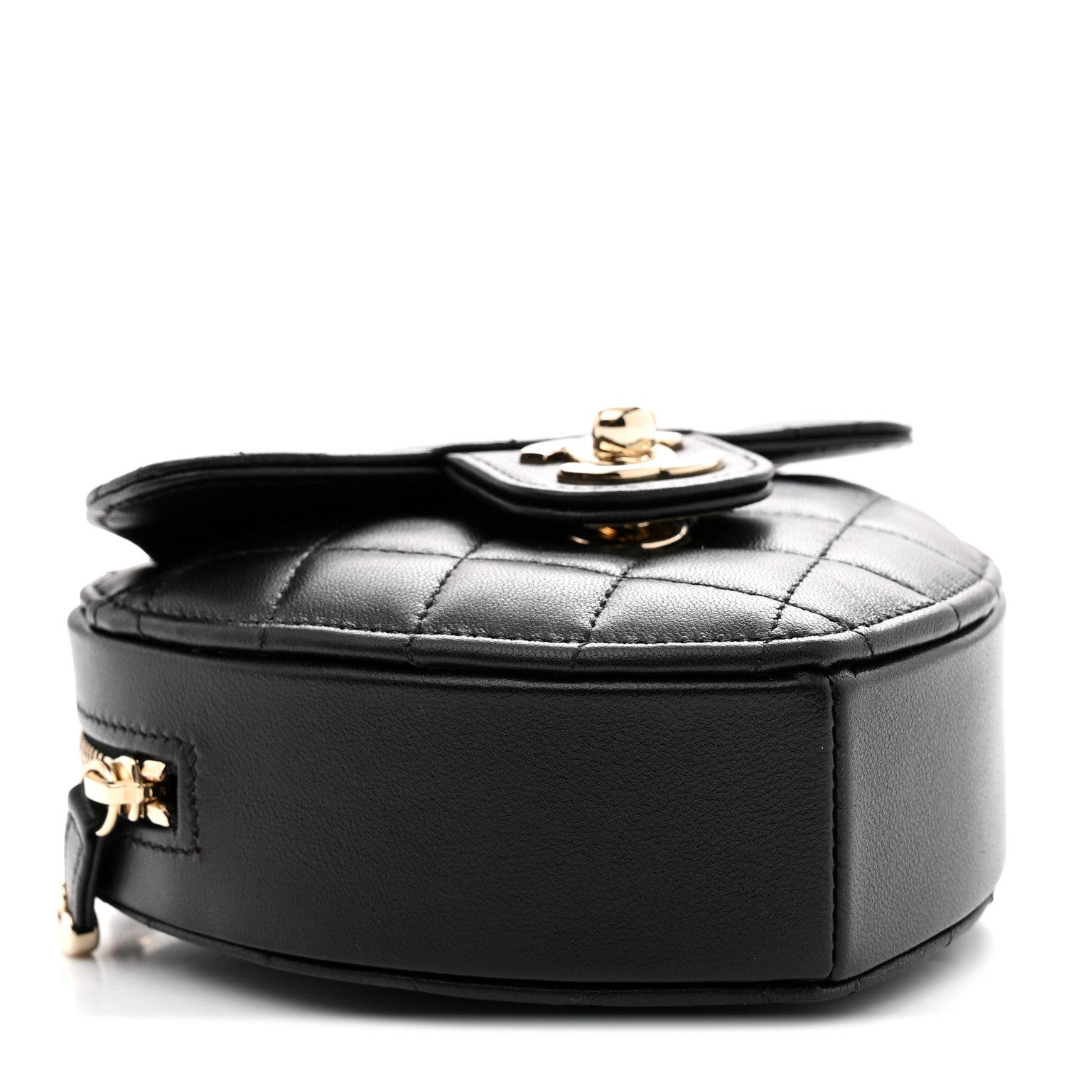 Chanel Lambskin Quilted CC In Love Heart Clutch With Chain Black 4 of 10