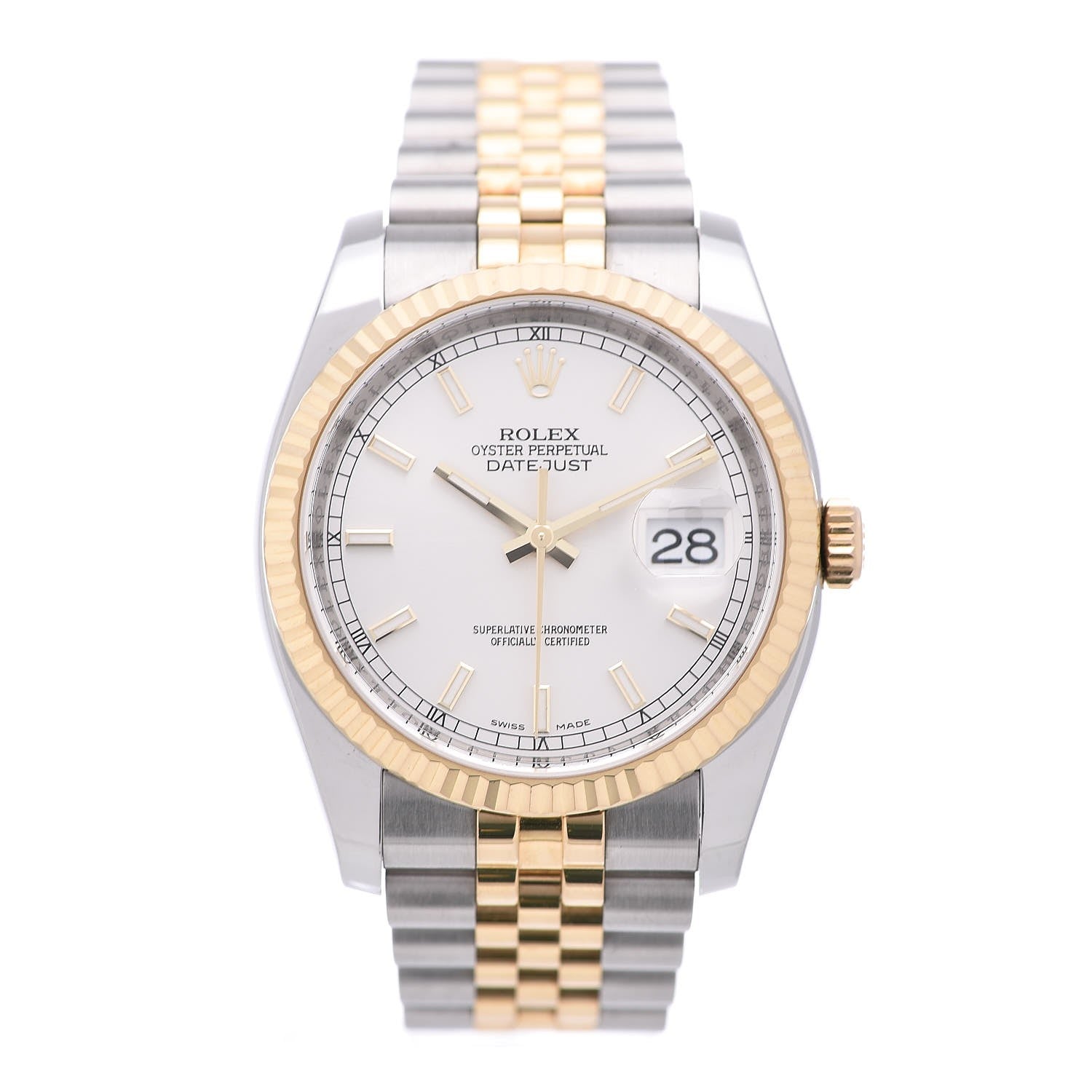 Rolex Stainless Steel 18K Yellow Gold 36mm Oyster Perpetual Datejust Watch Silver 116233 1 of 9