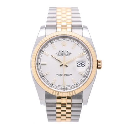 Rolex Stainless Steel 18K Yellow Gold 36mm Oyster Perpetual Datejust Watch Silver 116233 1 of 9