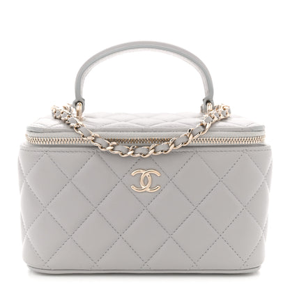 Chanel Lambskin Quilted Small Top Handle Vanity Case With Chain light Grey 1 of 13