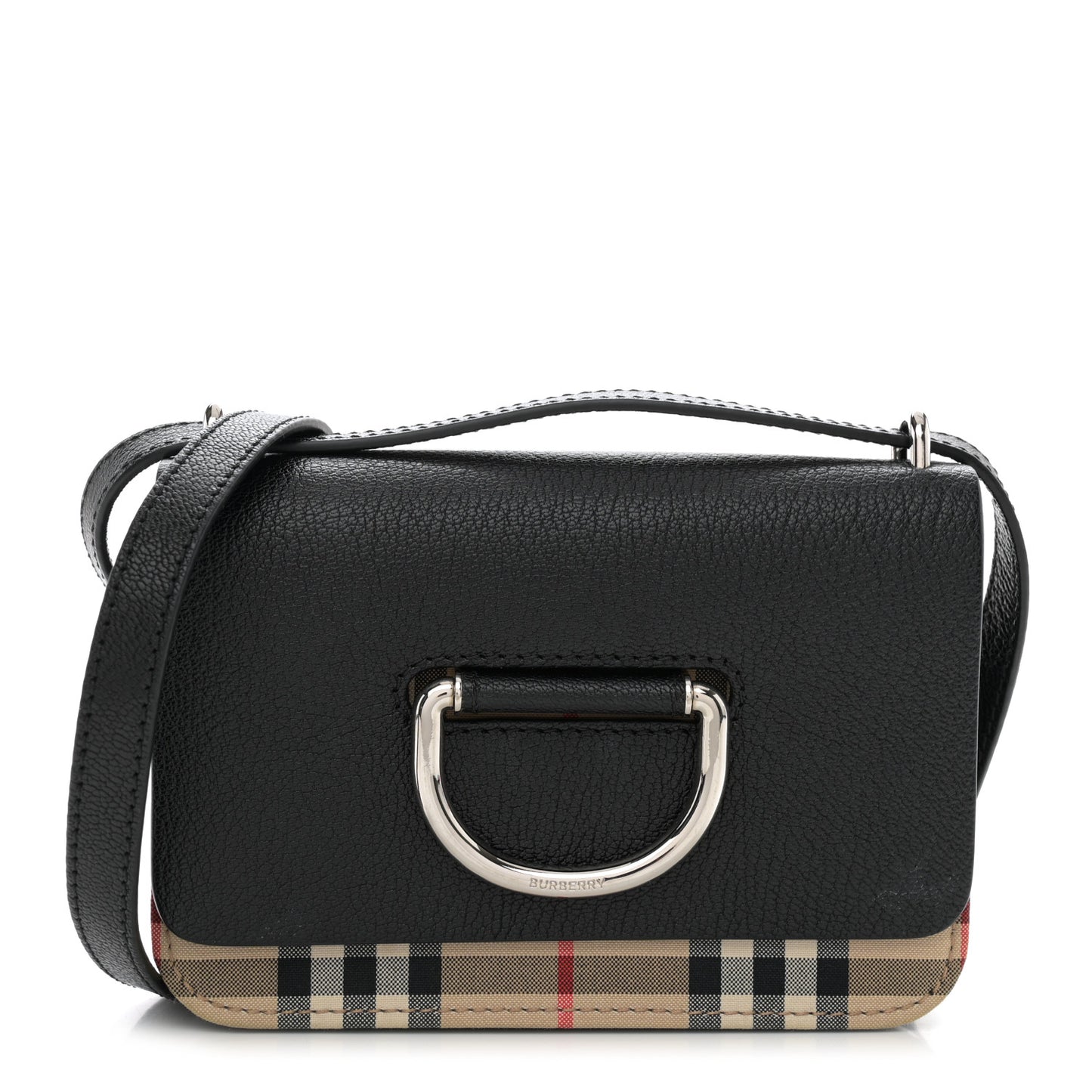 Goatskin Vintage Check Mini D-Ring Bag Black