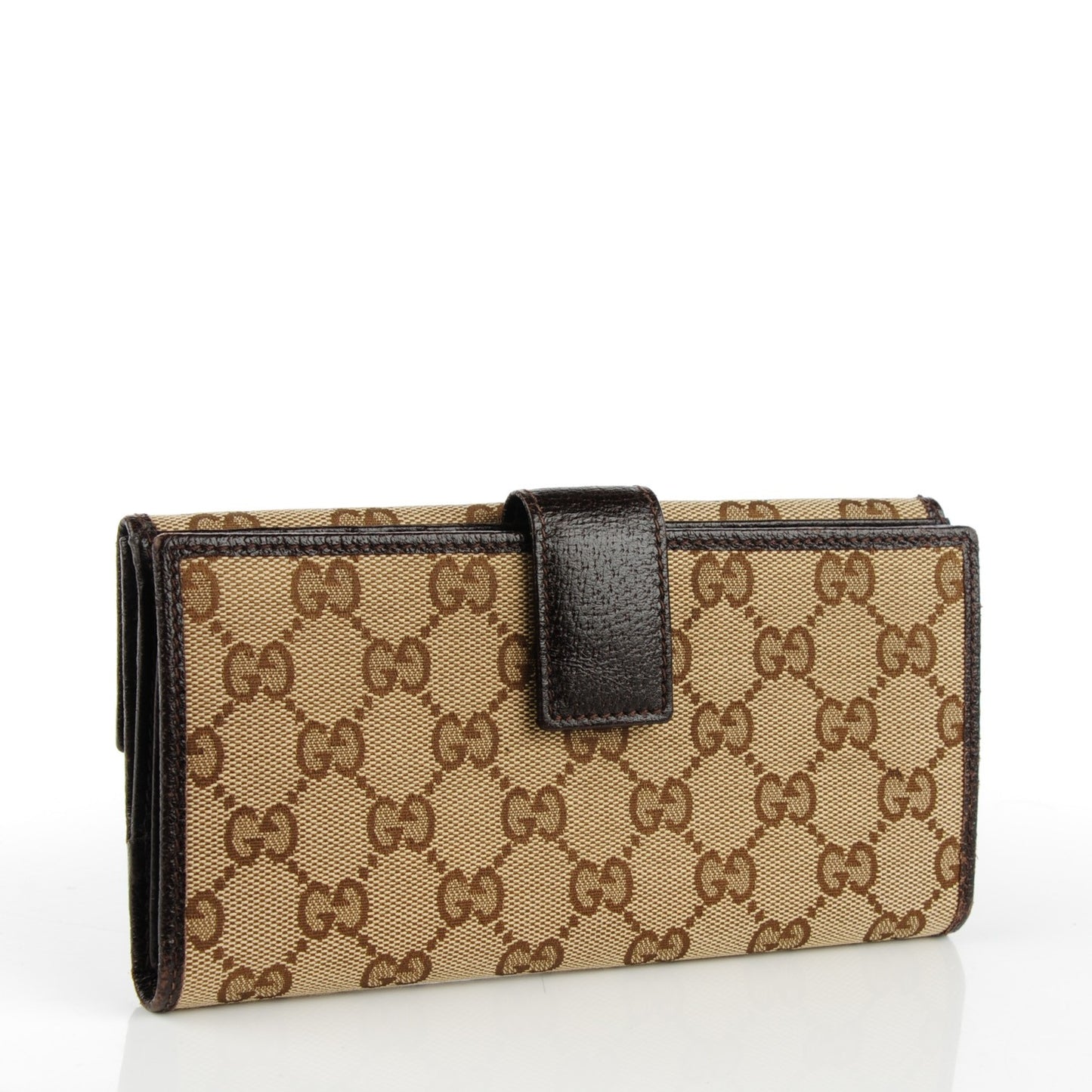 Monogram Metal Bar Continental Flap Wallet Beige Ebony Dark Brown