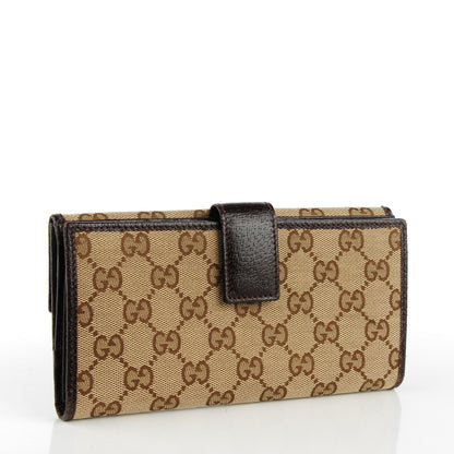 Gucci Monogram Metal Bar Continental Flap Wallet Beige Ebony Dark Brown 3 of 7
