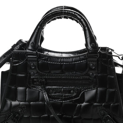 Balenciaga Semi Shiny Calfskin Crocodile Embossed Neo Classic Black Hardware Mini City Black 8 of 10