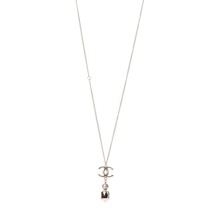Chanel Chain CC Pearl Drop Necklace Gold 1 of 5