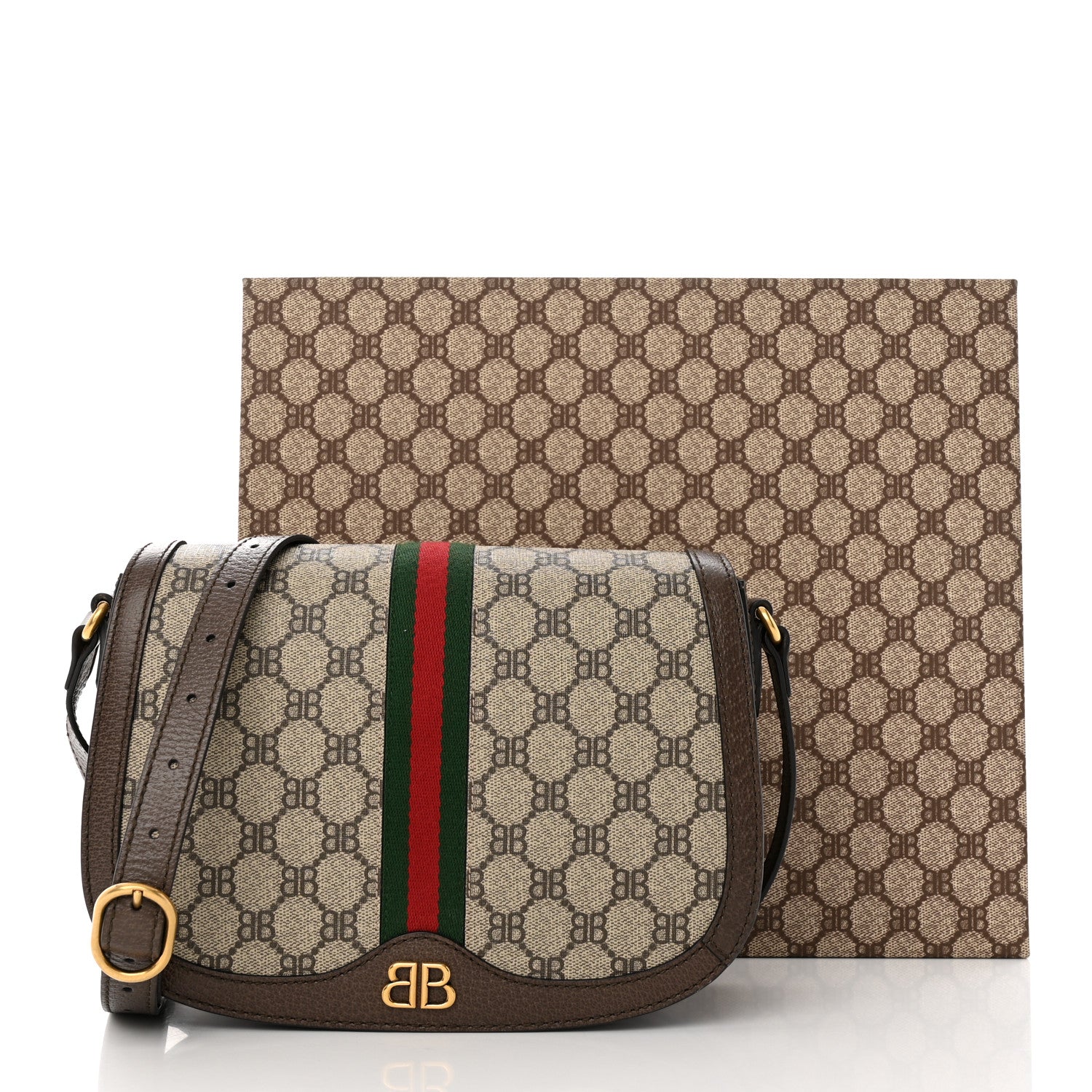 Gucci X BALENCIAGA BB Supreme Monogram Web Small Ophidia Shoulder Bag Beige New Acero 14 of 14