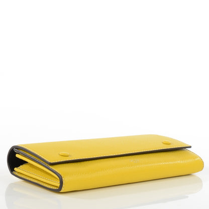 Celine Drummed Calfskin Large Multifunction Flap Wallet Citron 4 of 7
