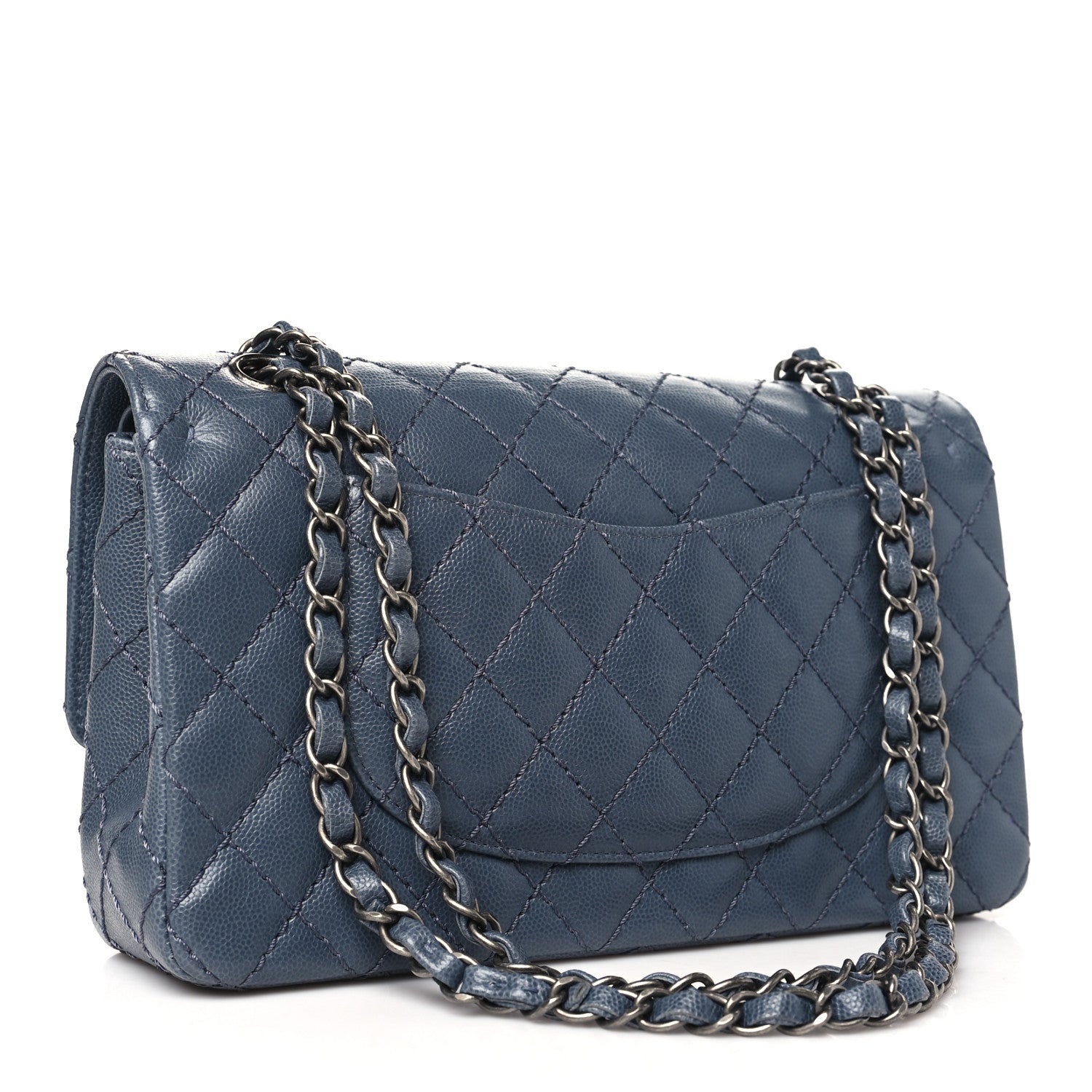 Chanel Caviar Quilted Medium Double Flap Grey 3 of 12