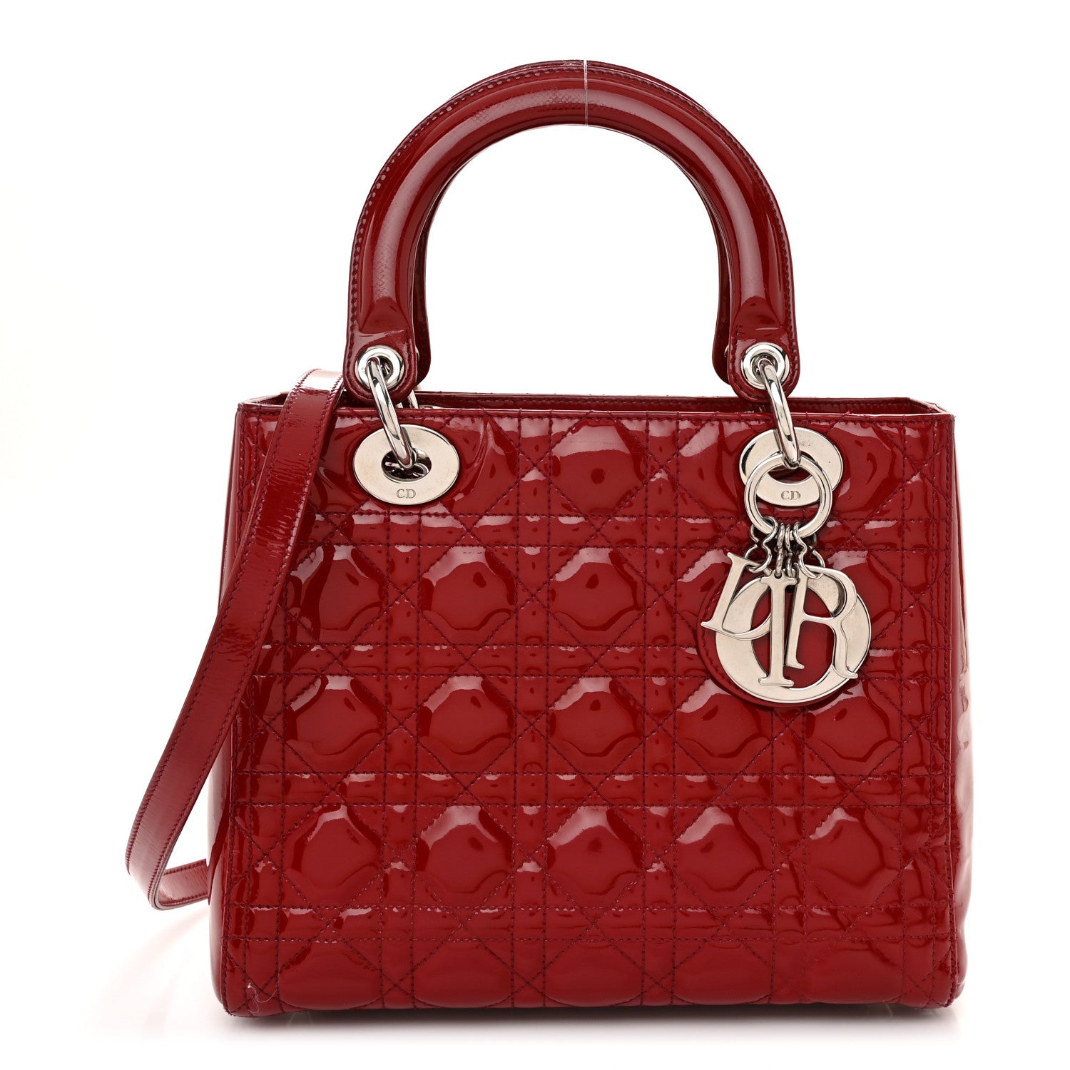 Christian Dior Patent Cannage Medium Lady Dior Red 1 of 11