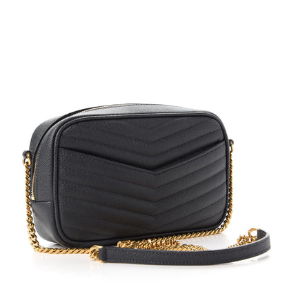 Saint Laurent Grain De Poudre Matelasse Monogram Mini Lou Camera Bag Dark Smog 3 of 11