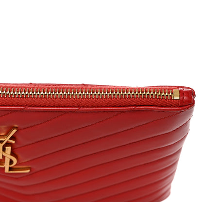 Saint Laurent Calfskin Matelasse Chevron Monogram A5 Wristlet Bandana Red 8 of 8