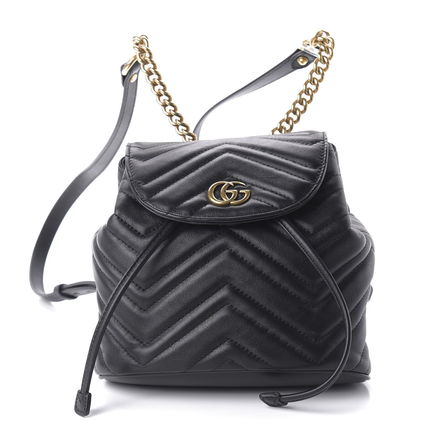 Gucci Calfskin Matelasse GG Marmont Flap Backpack Black 1 of 9