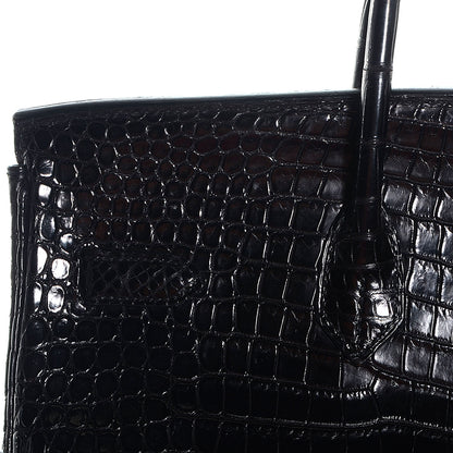 Hermes Matte Porosus Crocodile Birkin 35 Black 4 of 30