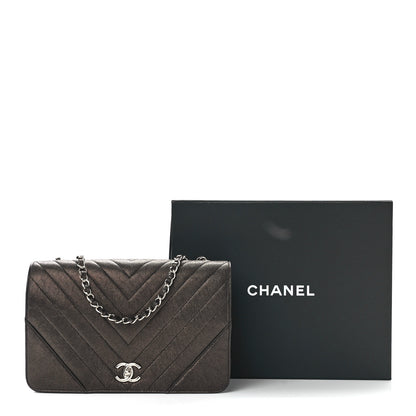 Chanel Metallic Caviar Chevron Quilted Medium Statement Flap Bronze 13 of 13