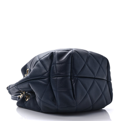 Chanel Lambskin Quilted CC Dweller Drawstring Bucket Bag Navy 4 of 9