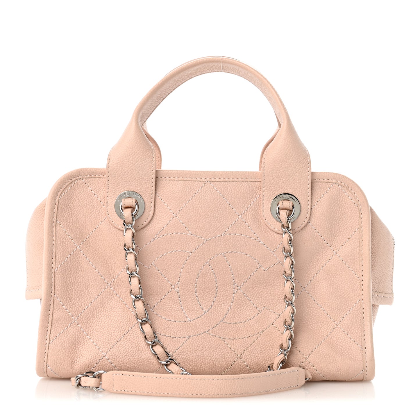 Caviar Quilted Small Deauville Bowling Bag Light Pink
