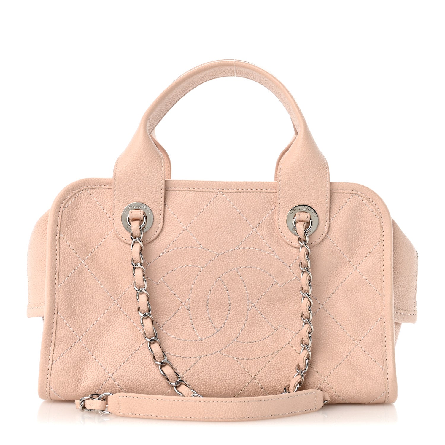 Chanel Caviar Quilted Small Deauville Bowling Bag Light Pink 1 of 13