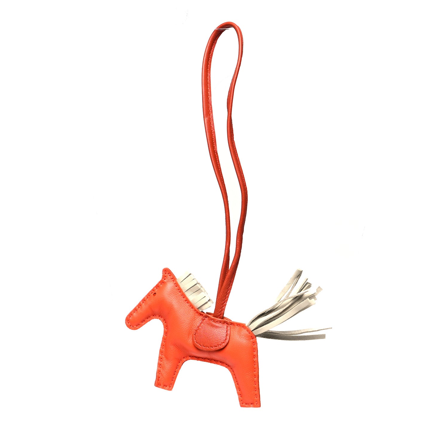 Milo Lambskin Grigri Rodeo Horse Bag Charm PM Orange Poppy Craie Terre Battue