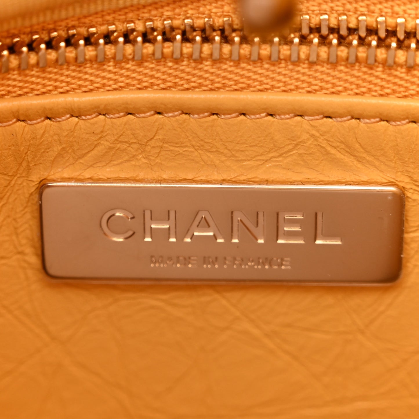 Shiny Crumpled Calfskin Quilted Mini 31 Shopping Bag Yellow