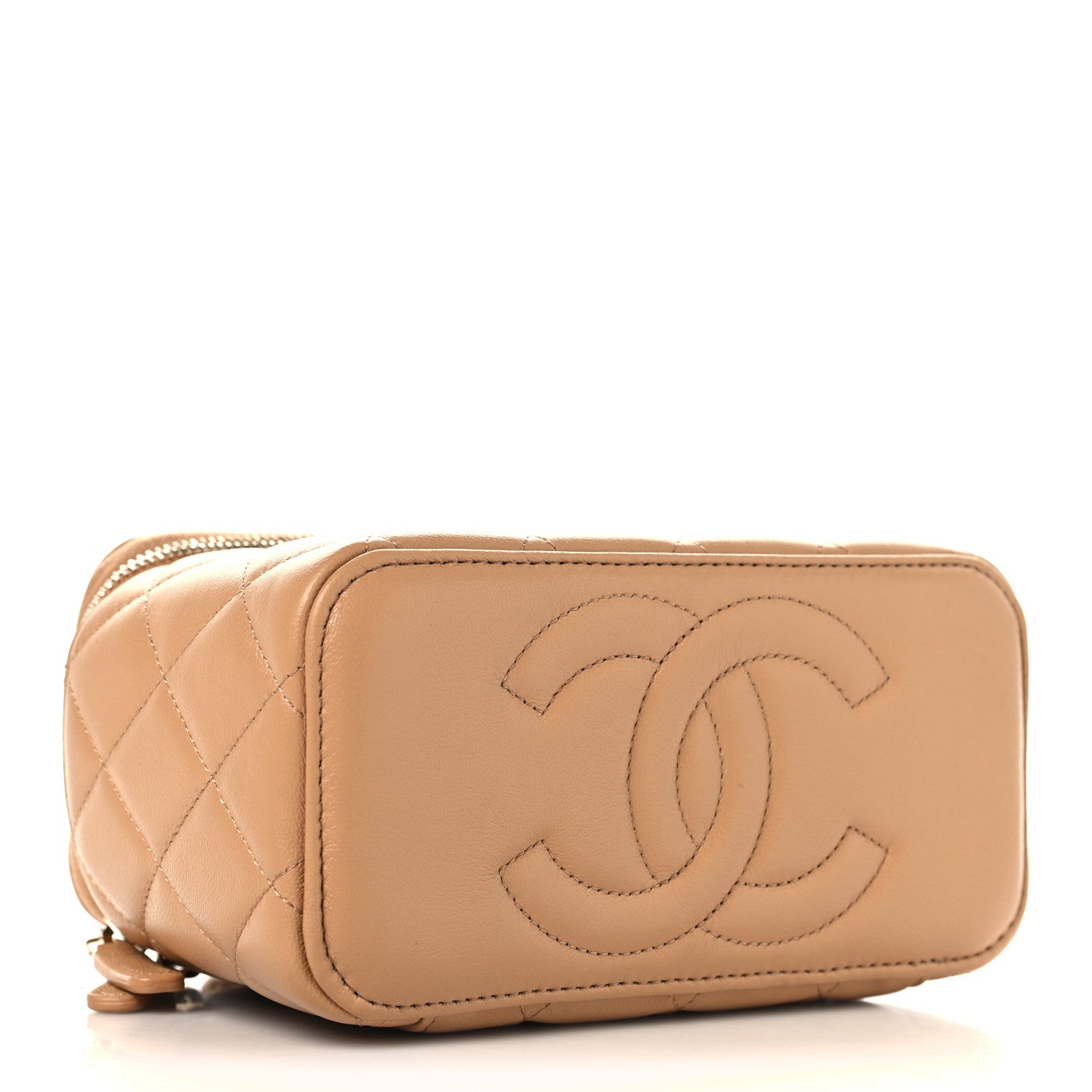 Chanel Lambskin Quilted Pearl Crush Small Vanity Case With Chain Beige 4 of 12