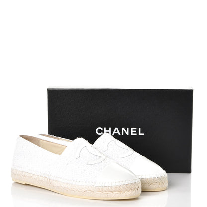 Chanel Tweed Patent CC Espadrilles 42 White 10 of 10
