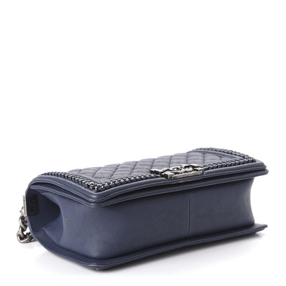 Chanel Calfskin Quilted Medium Top Handle Boy Flap Navy 4 of 10